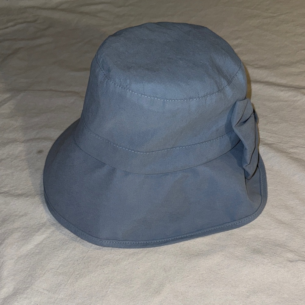 Sky Blue Women's Bucket Hat with Bow accent
